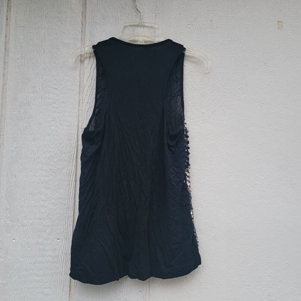 young fabulous and broke blk/white/gray silk sequined tank wmns sz S - Picture 2 of 4